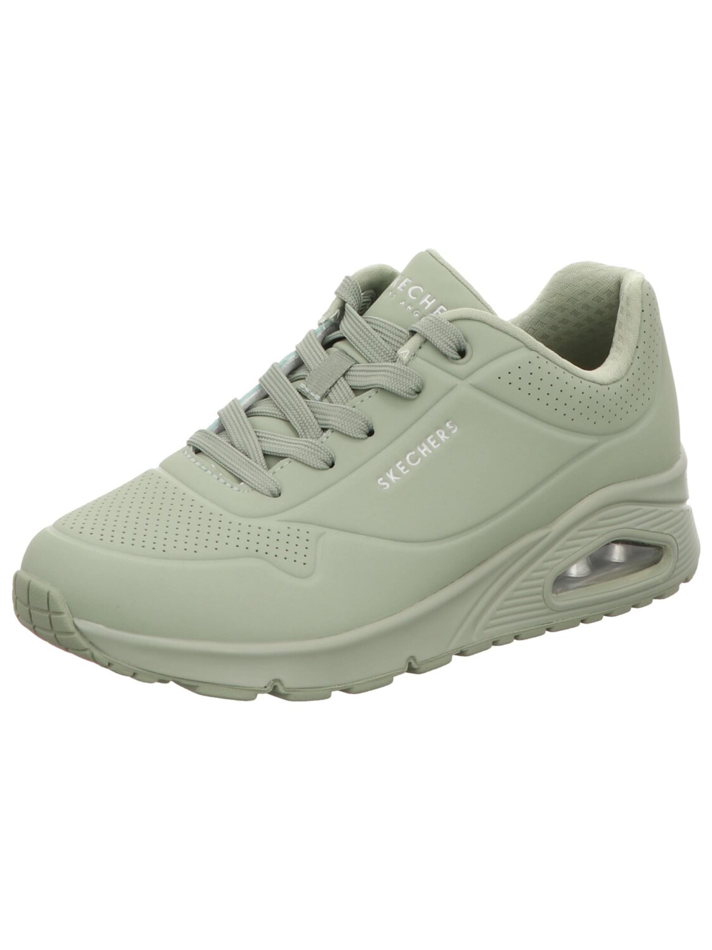 SKECHERS Sneakers laag 'Schnürschuh Damen 73690 SAGE Kunststoff (Synthetik) in khaki' in Groen: voorkant