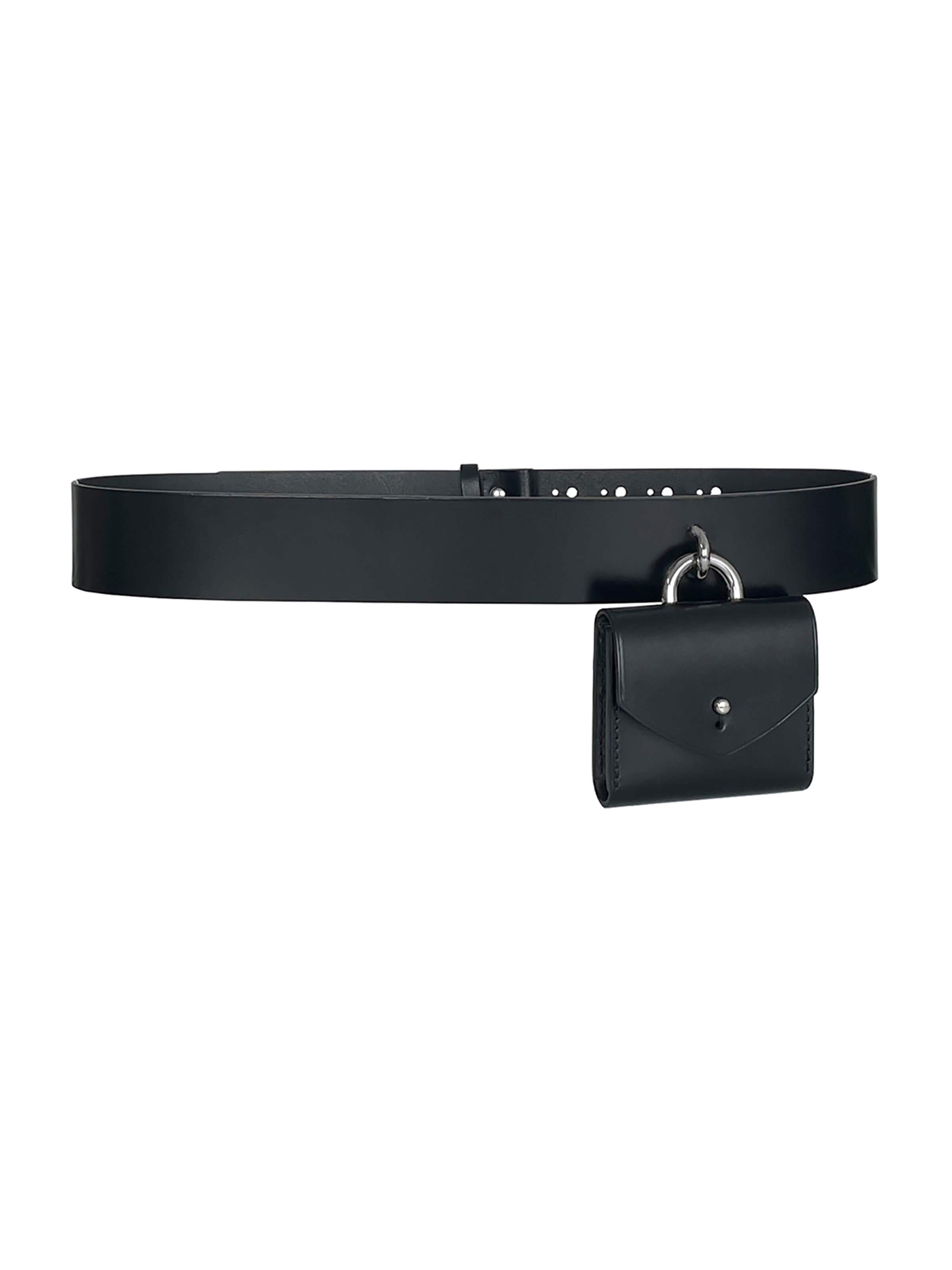 Haute Cuir Belt 'Micro Waist Belt Bag' in Black: front