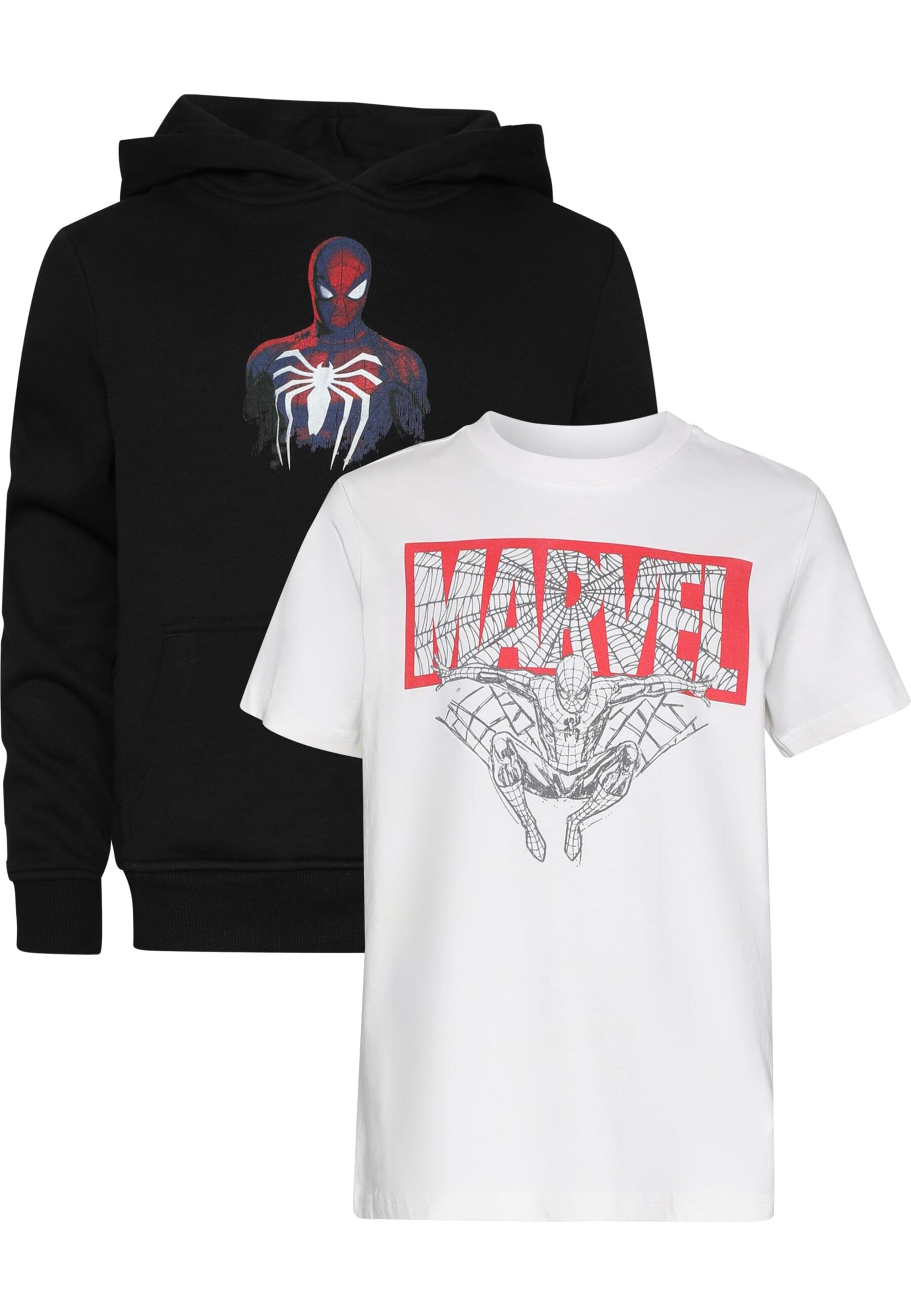 Mister Tee Set 'Spiderman Marvel' in Zwart: voorkant