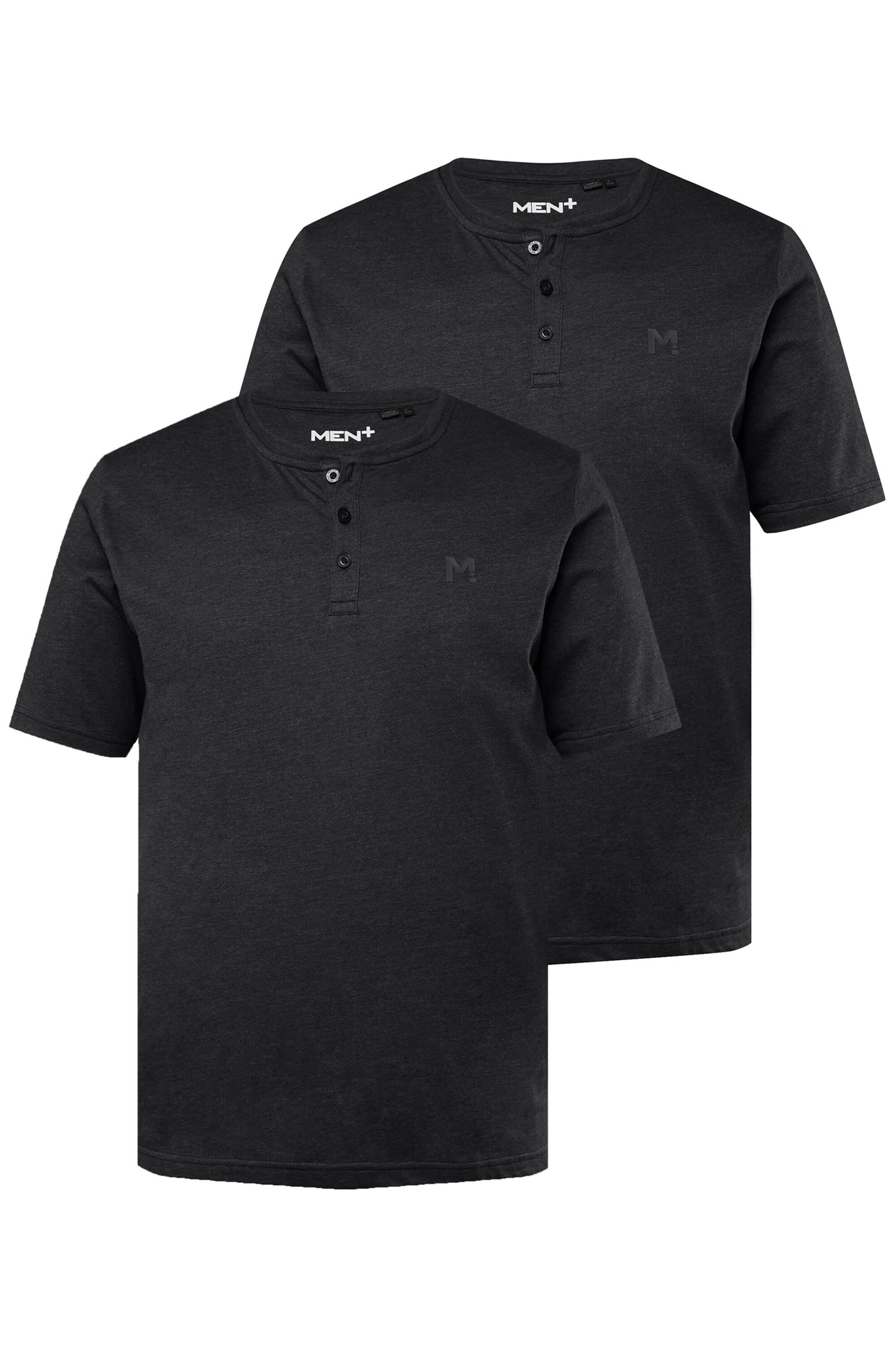 Men Plus Shirt in Zwart: voorkant