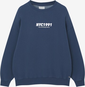 Sweat-shirt Pull&Bear en bleu : devant