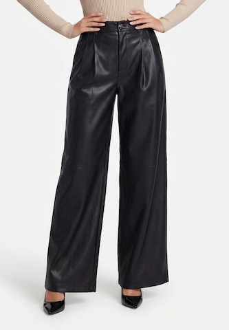 Wide Leg Pantalon à pince faina en noir : devant