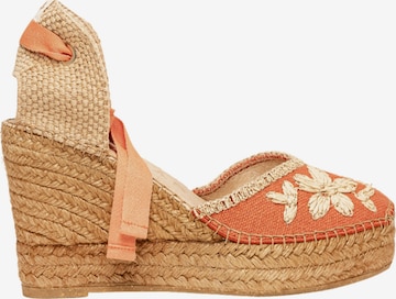 Alhamas - Sandalias 'Alpargata Cuña 10 cm' en naranja: frente