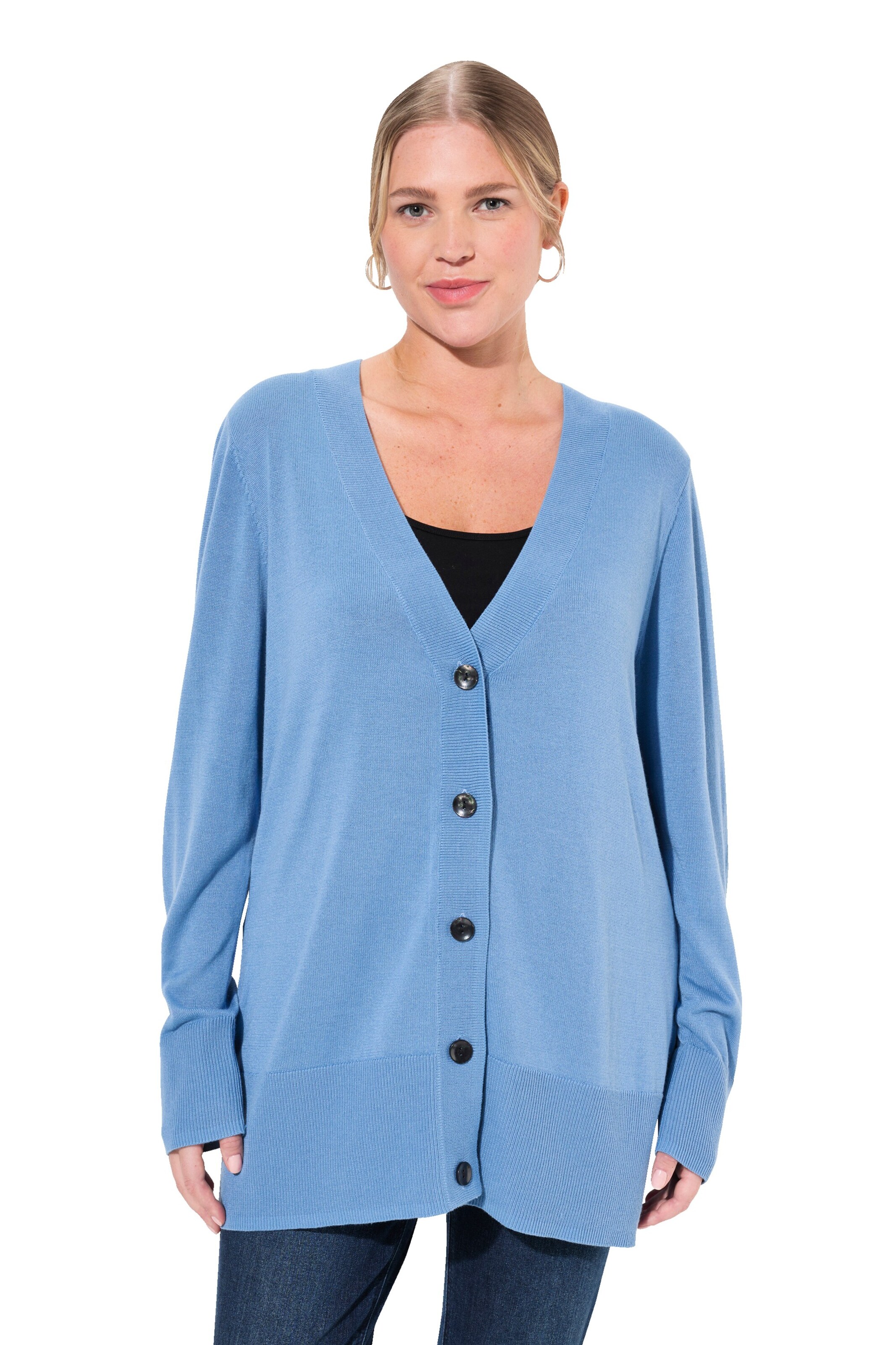 Ulla Popken Knit cardigan in Blue: front