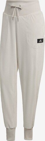 ADIDAS SPORTSWEAR - Tapered Pantalón deportivo 'Holidayz Cozy Velour' en beige: frente