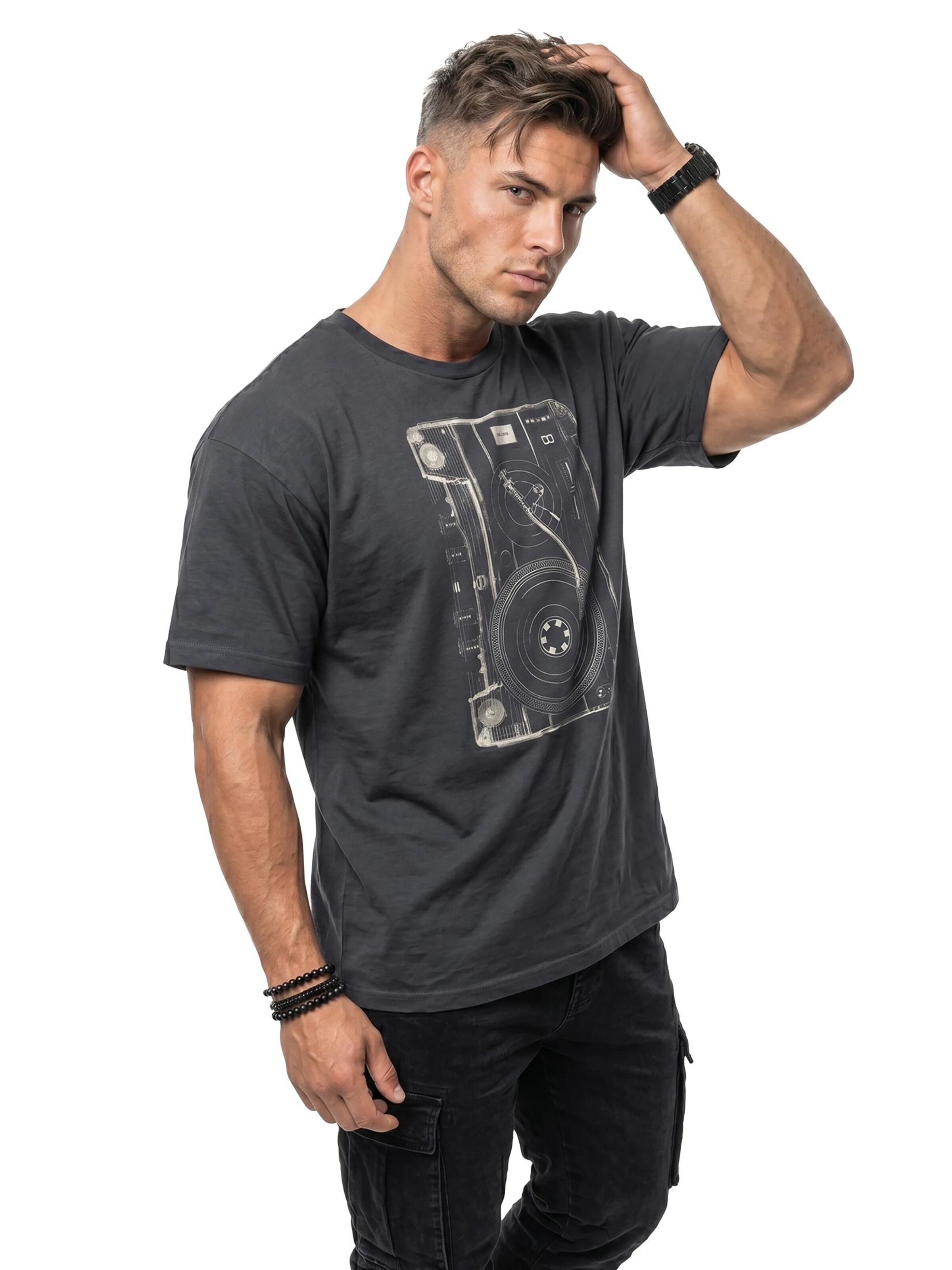MAKAYA Shirt 'Tape B Side' in Grey