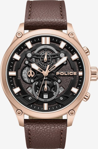 POLICE Analoguhr 'Wadden' in Braun: Vorderseite