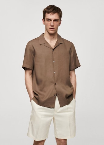 MANGO MAN Regular fit Button Up Shirt 'Malaga' in Brown: front