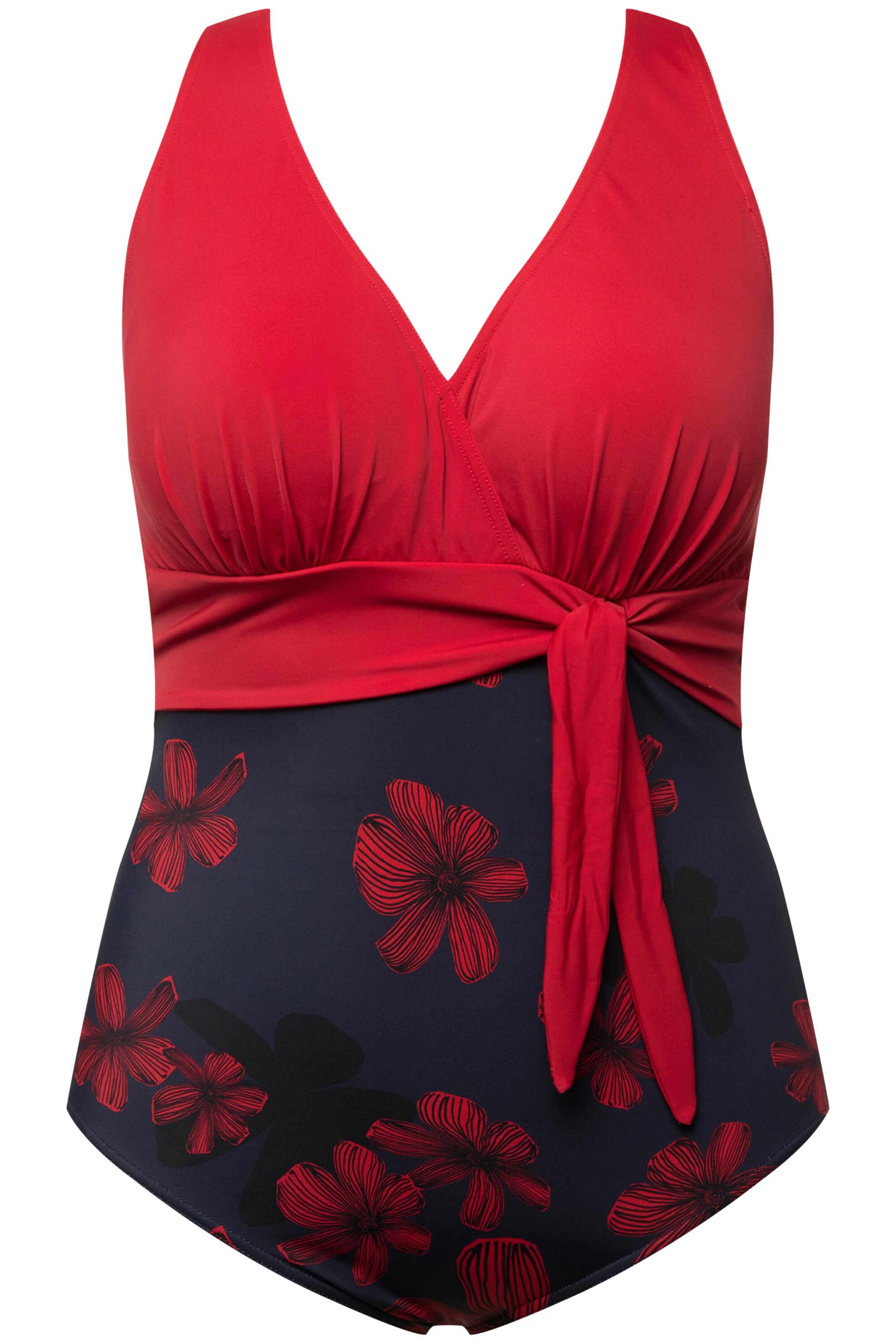 Ulla Popken Bustier Badpak in Rood: voorkant