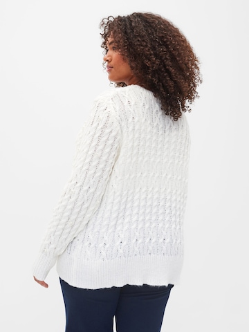 Zizzi Knit Cardigan 'SUNDAY' in White