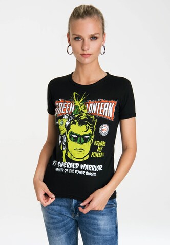 LOGOSHIRT Shirt 'Green Lantern' in Black: front