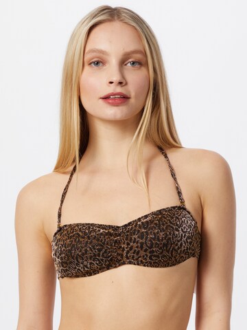 BeckSöndergaard - Bandeau Top de biquíni em castanho: frente