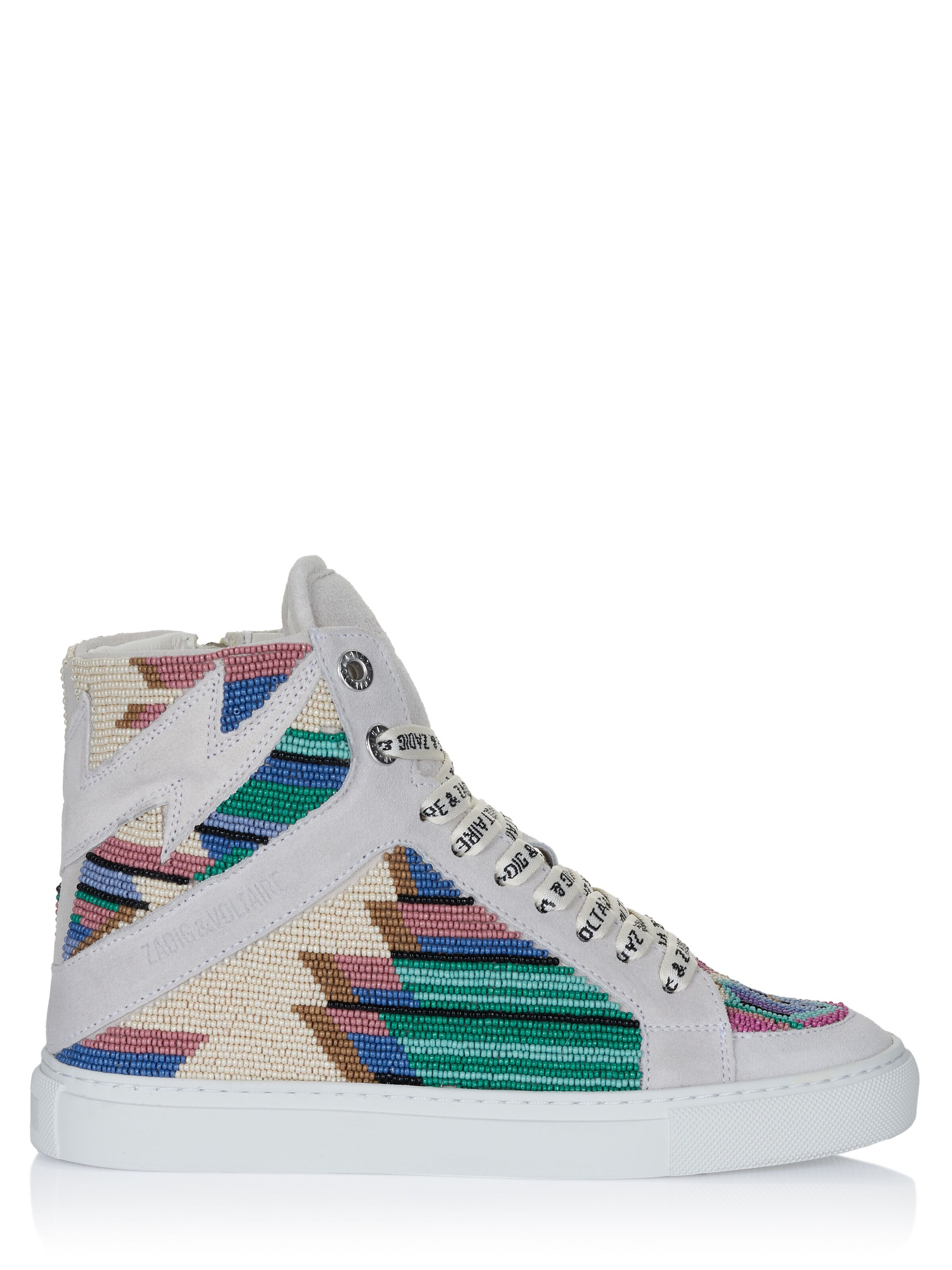 Zadig & VoltaireVisoke tenisice 'Zadig & Voltaire HIGH FLASH FOLK BEADS Sneaker weiß' - bijela boja: prednji dio