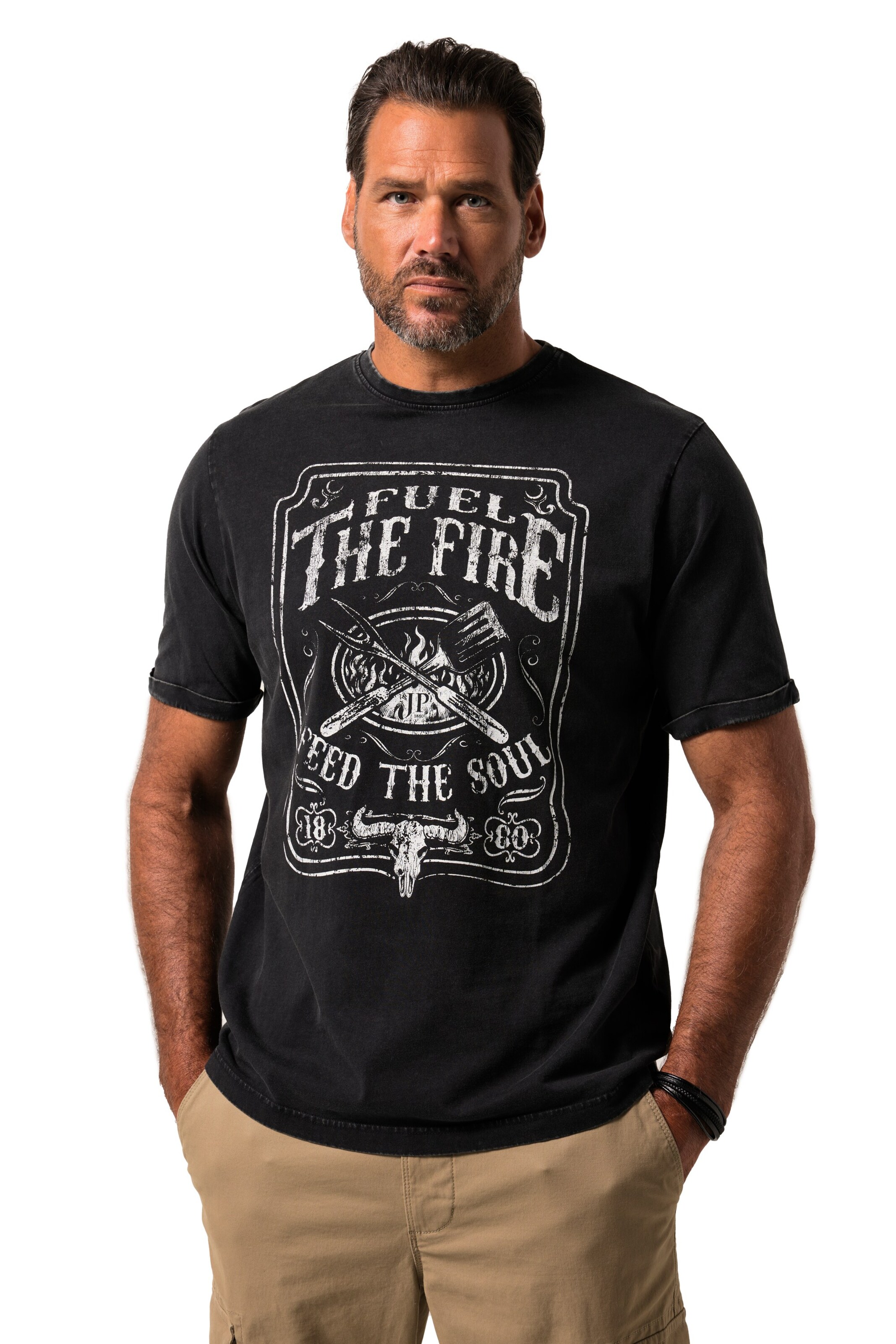 T-Shirt JP1880 en noir : devant