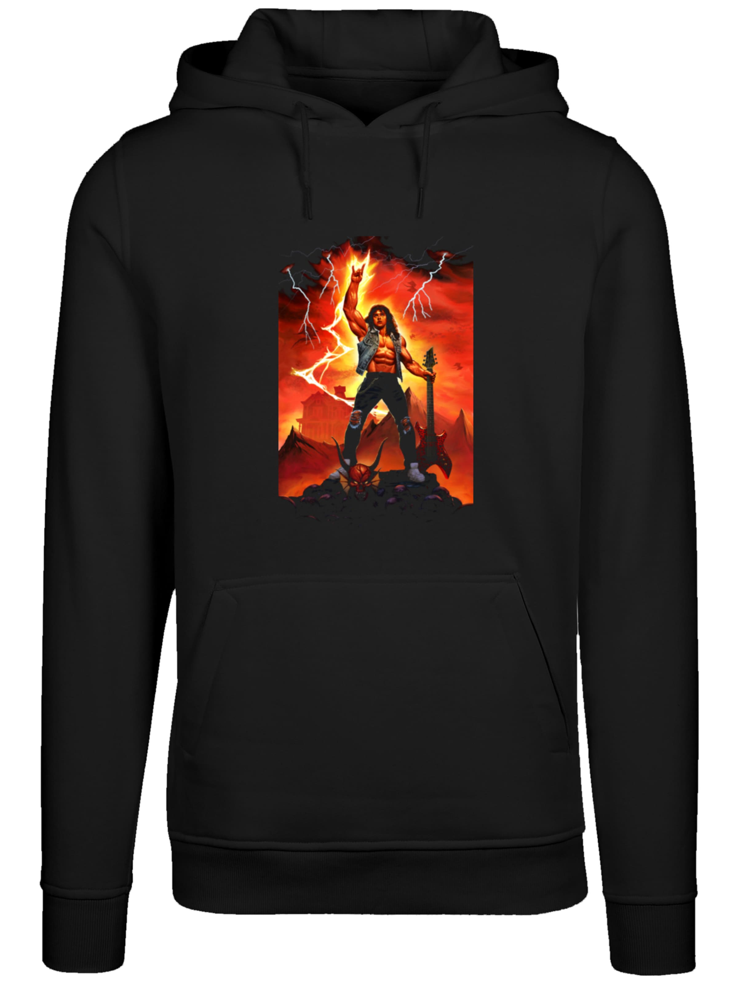 F4NT4STIC Sweatshirt 'Stranger Things Hell Guitar- DTG Netflix TV Series' in Schwarz: Vorderseite
