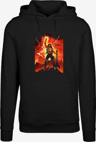 F4NT4STIC Sweatshirt 'Stranger Things Hell Guitar- DTG Netflix TV Series' in Black: front