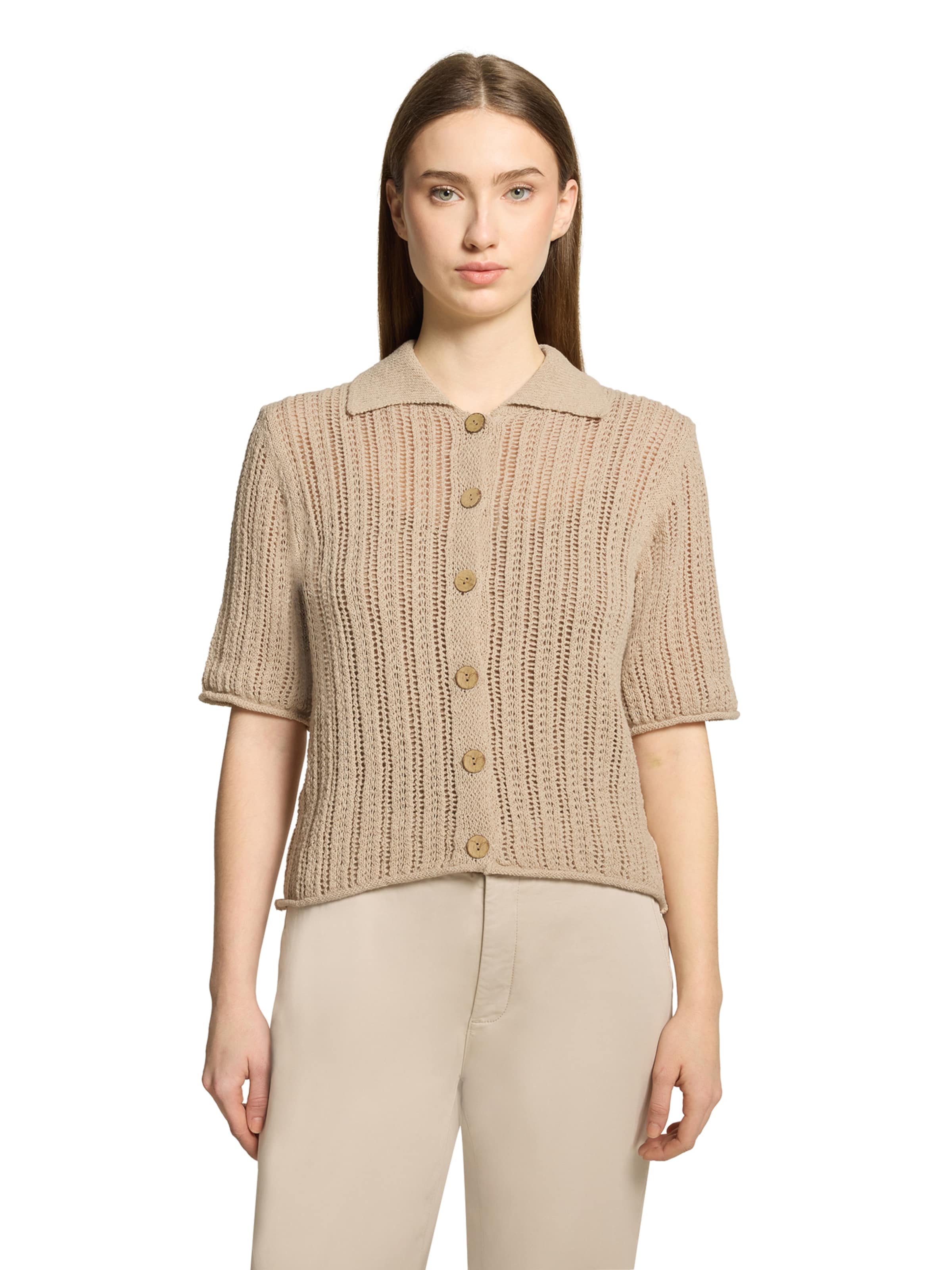 Cartoon Gebreid vest in Beige: voorkant
