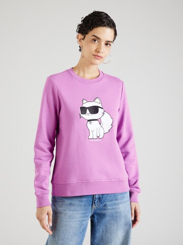 Sweat-shirt 'Choupette' Karl Lagerfeld en violet : devant