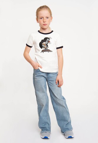 LOGOSHIRT T-Shirt 'Der kleine Maulwurf' in Weiß