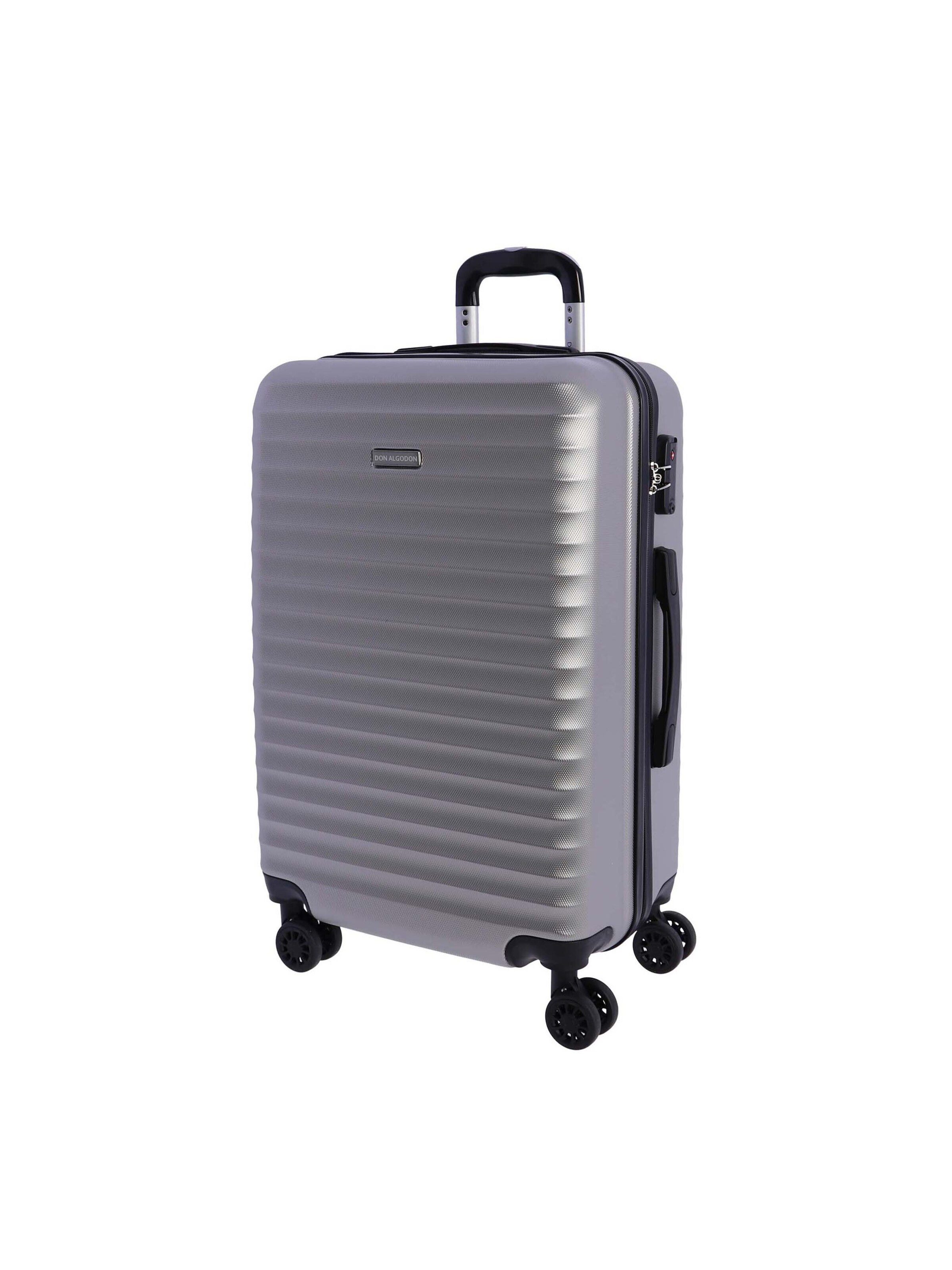 Don Algodon - Carrito 'DON ALGODON Maleta Mediana 23 kg | Maleta de Viaje Rígida con 4 Ruedas Dobles 360º, Candado TSA y Asa Telescópica | Equipaje Resistente al Agua para Viajes en Avión' en plata: frente