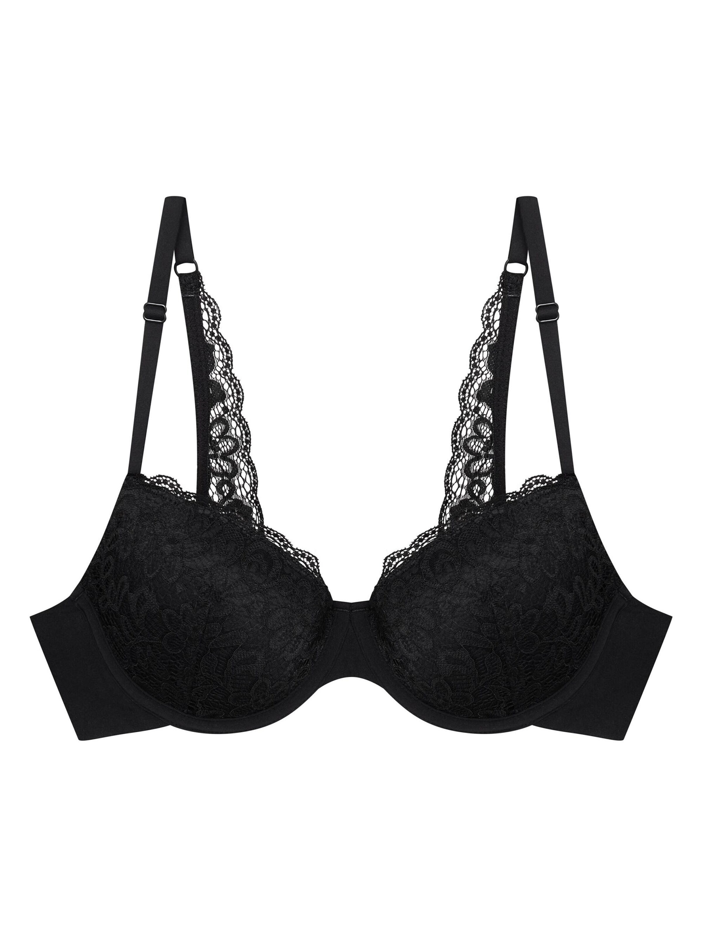 ESOTIQ - Push-up Sujetador 'Bügel-BH Arien, Racerback, florale Spitze' en negro: frente