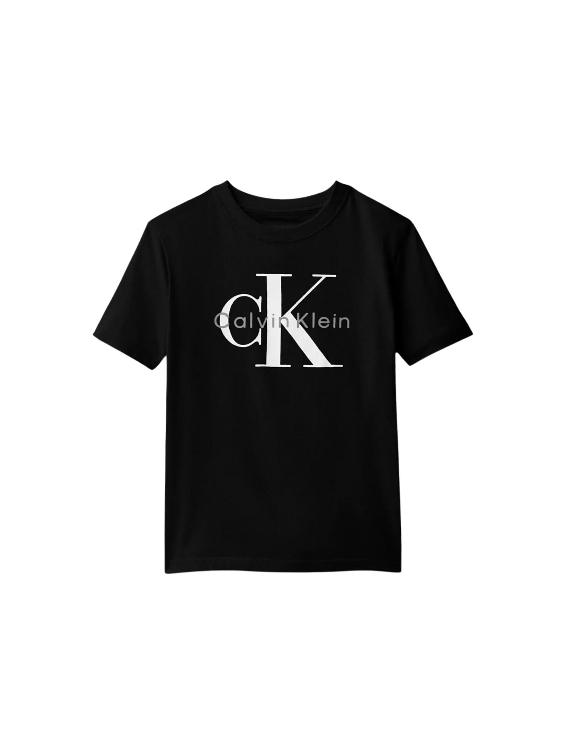 T-Shirt 'CK MONO LOGO SS T-SHIRT' Calvin Klein Kids en noir : devant