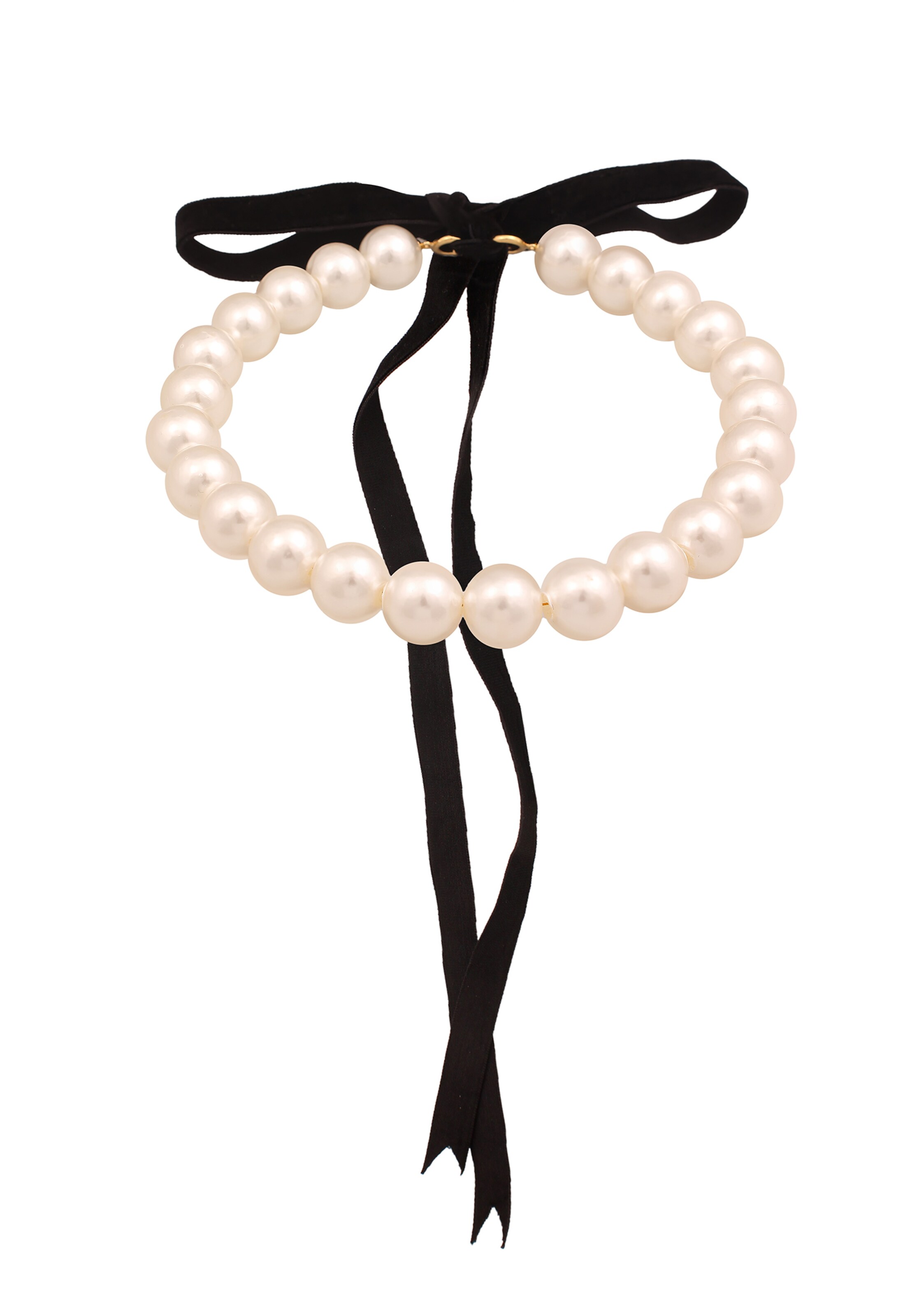 ELLI Ketting 'Perle mit Schleife' in Wit: voorkant