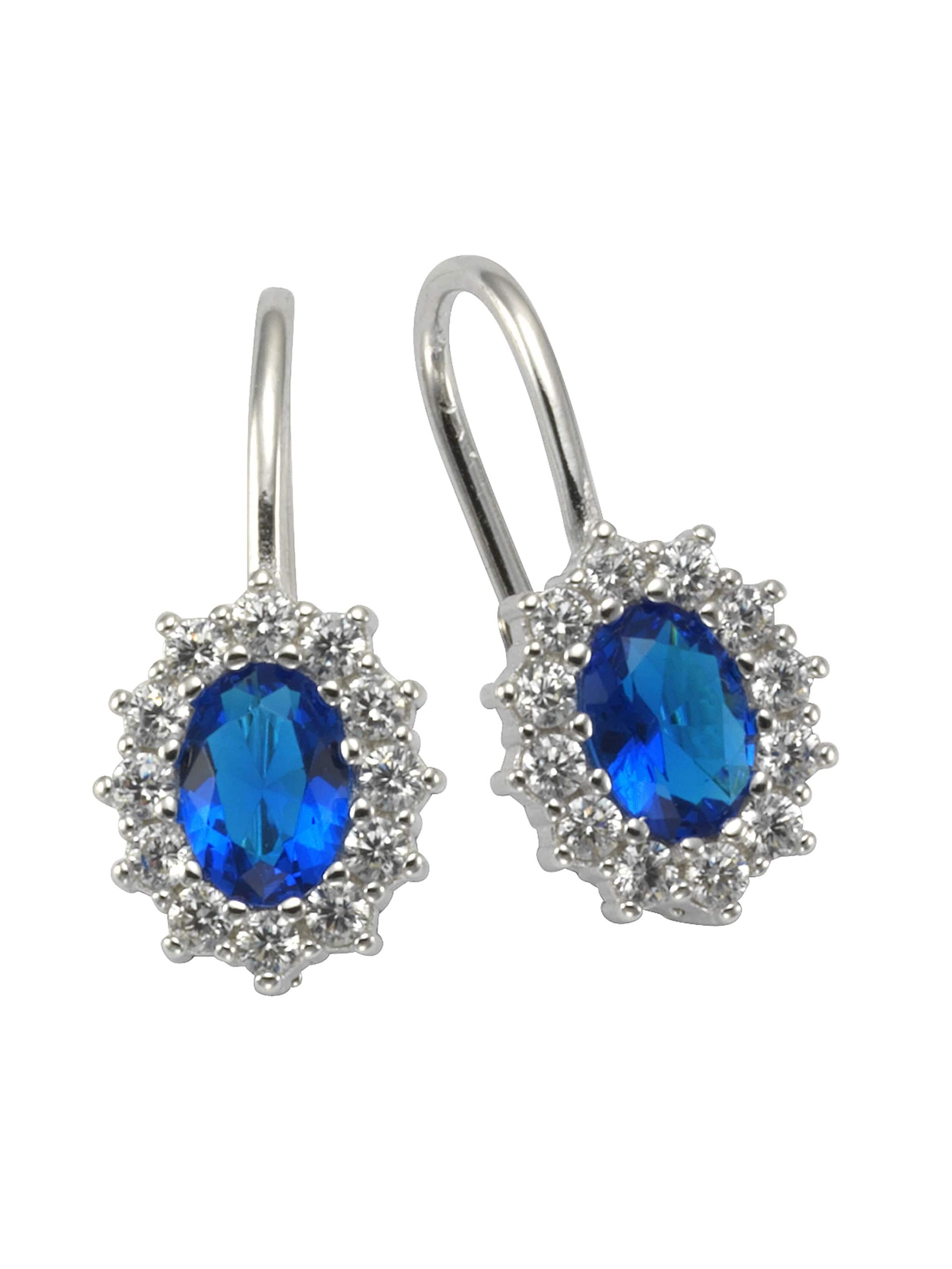 Zeeme Boucles d'oreilles en bleu / argent, Vue avec produit