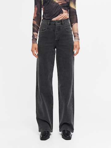 OBJECT Wide leg Jeans 'Sava' in Zwart: voorkant