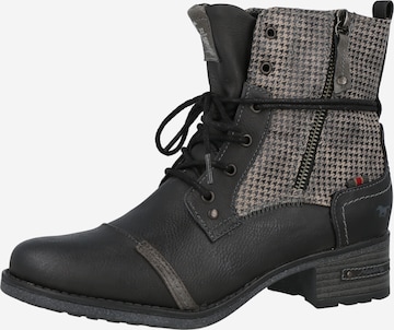 MUSTANG Lace-Up Ankle Boots in Black: front