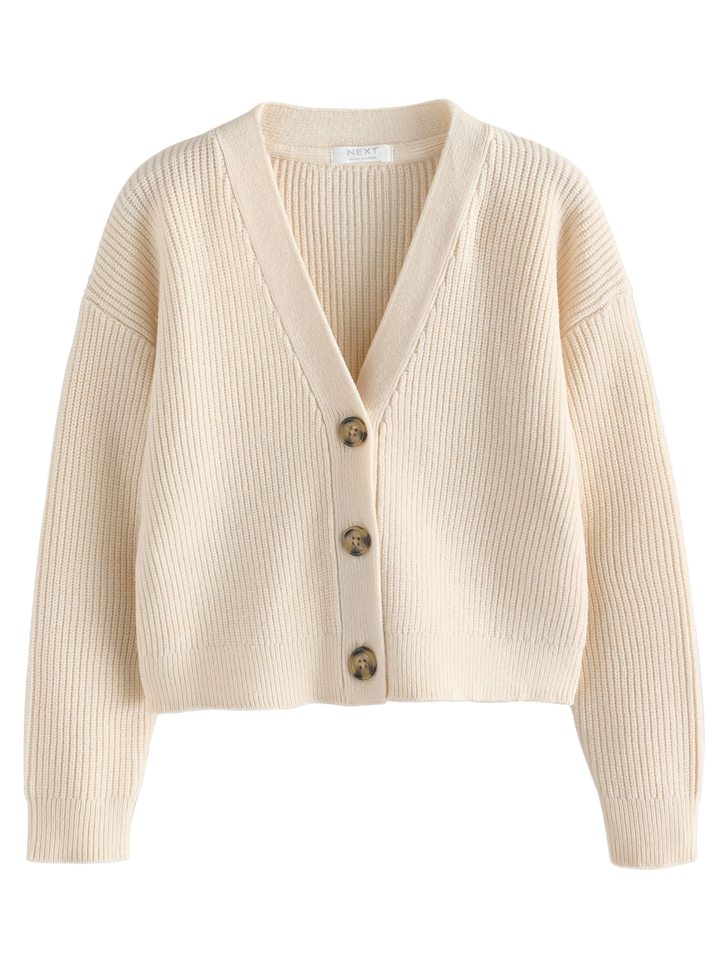 bēšs Next Adīta jaka: no priekšpuses