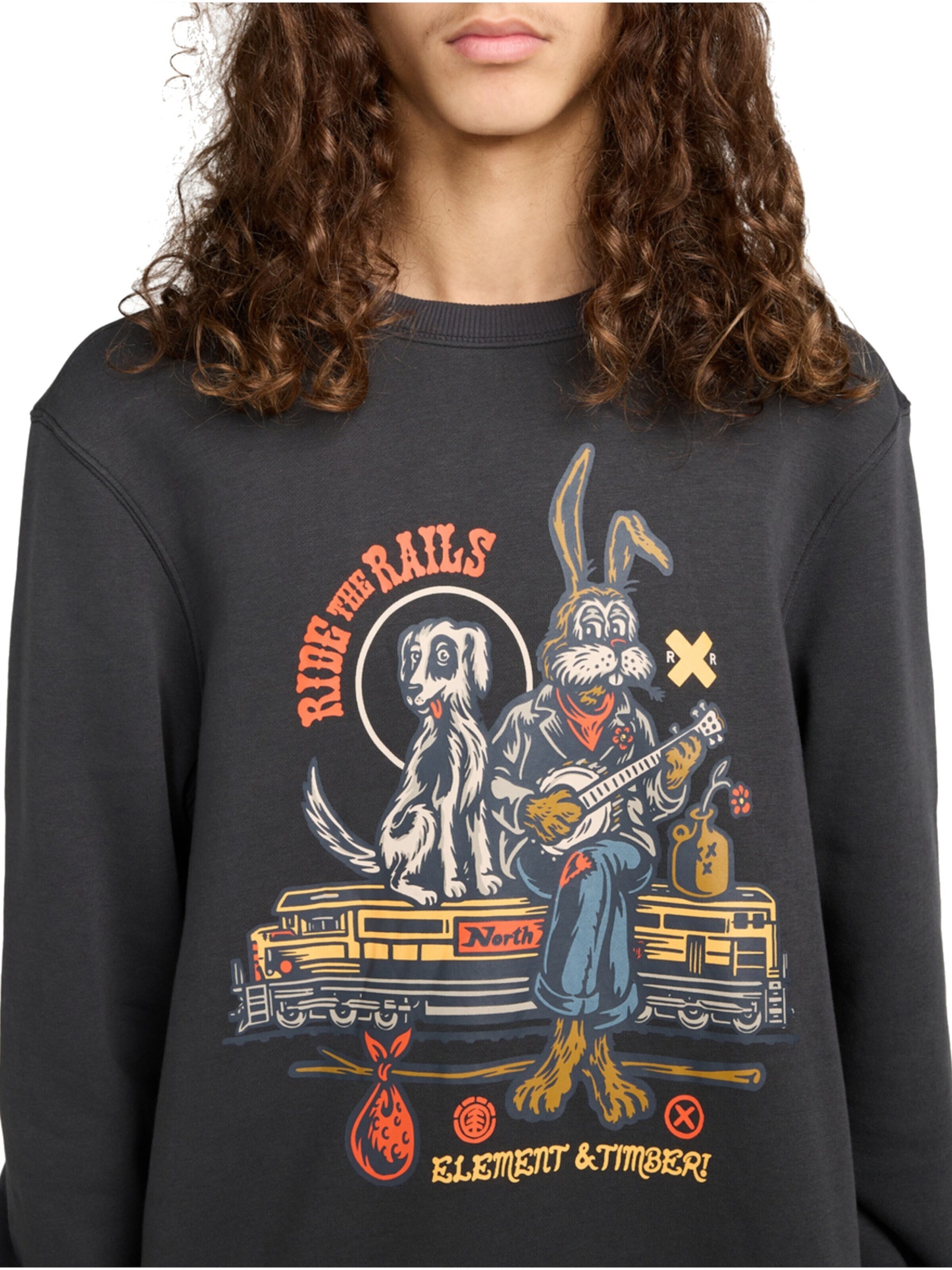 ELEMENT Sweatshirt 'Timber Aboard Cr' in Black: front