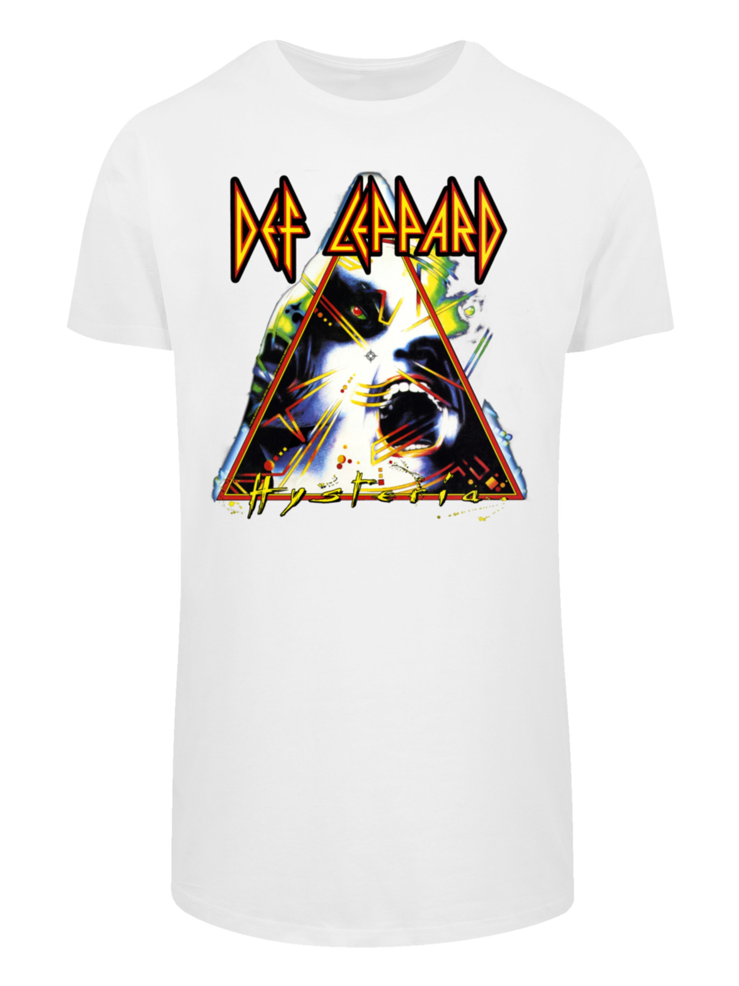 T-Shirt 'Def Leppard Hysteria' F4NT4STIC en blanc : devant