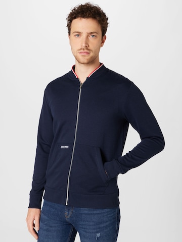 JACK & JONES Sweat jacket 'Aiden' in Blue: front