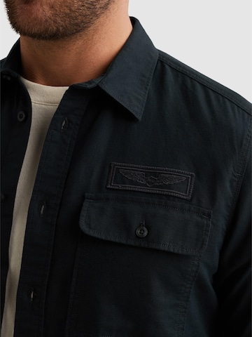 PME Legend Regular fit Skjorta 'Shirt jacket with check pattern and chest pockets' i blå
