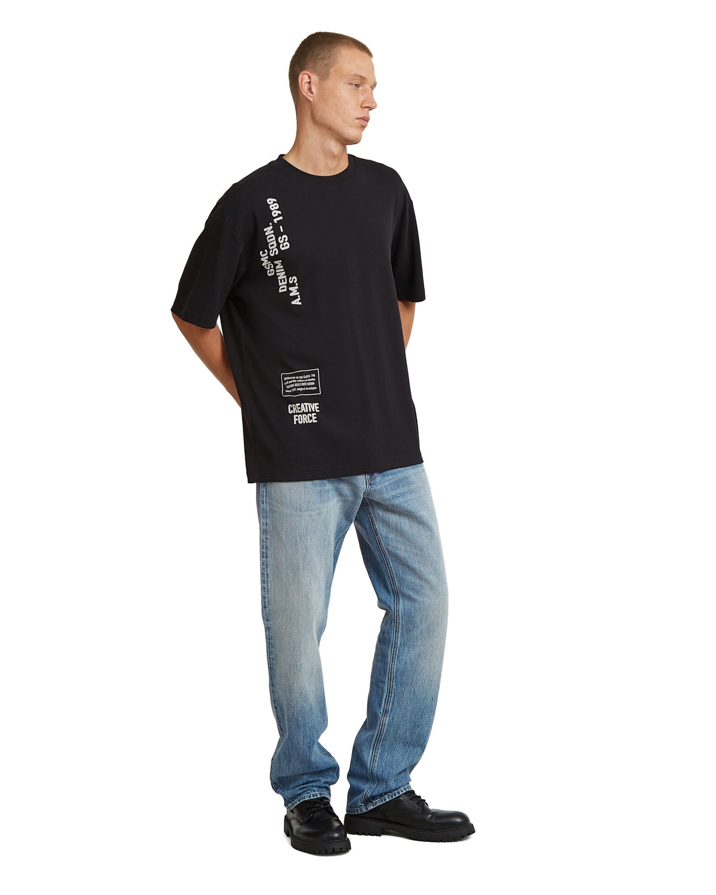 G-STAR Shirt 'Stencil Relaxed' in Black