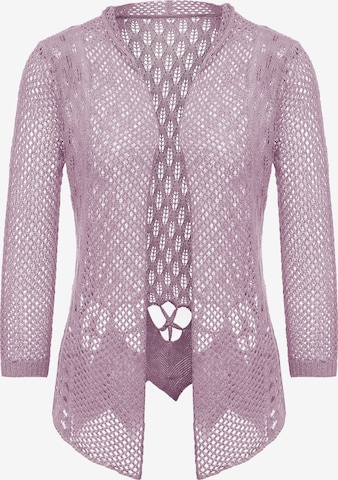 isha Knit Cardigan in Purple: front