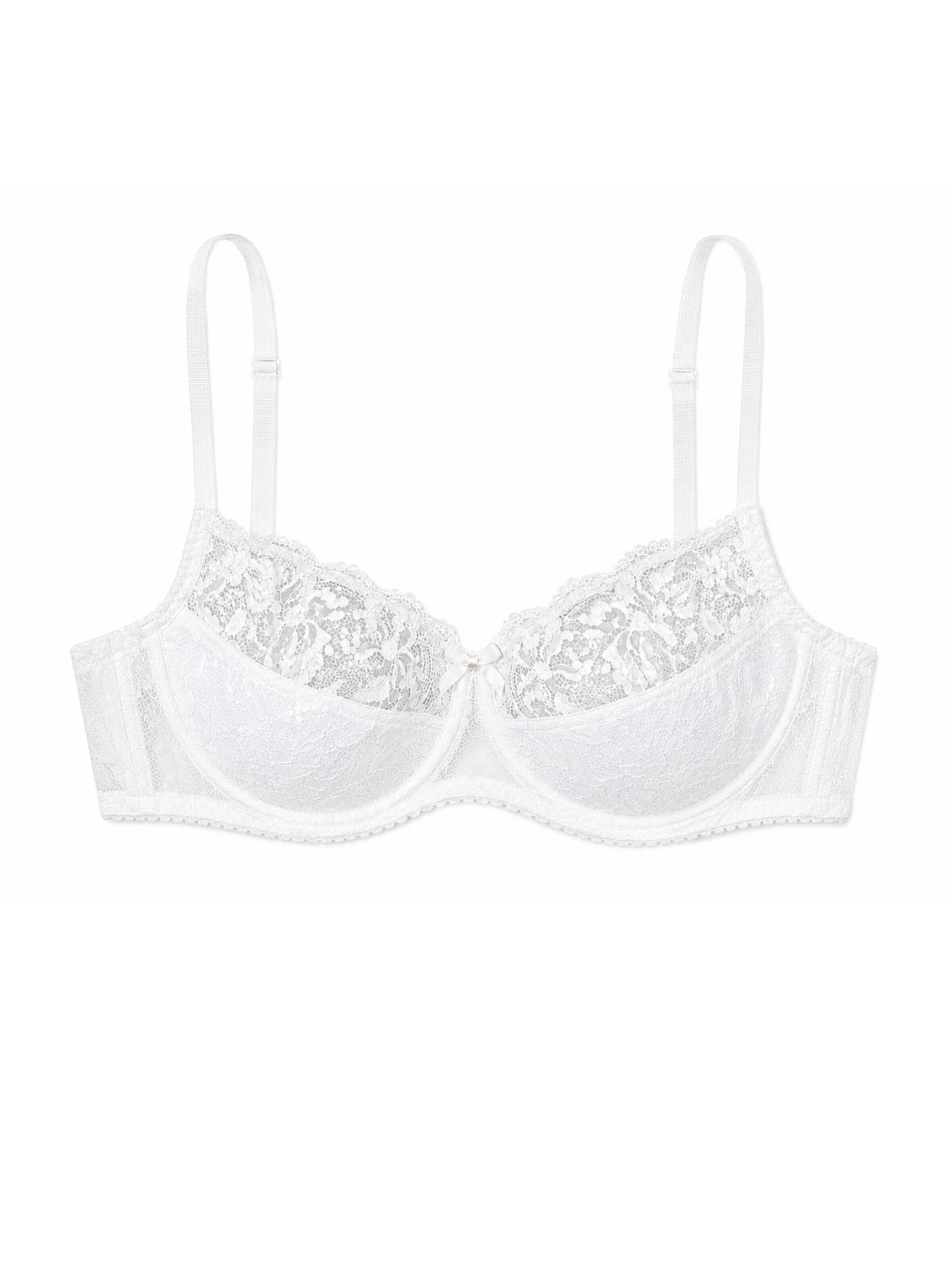 MILENKA Balconette Bra 'MILENKA - lace bra - half padded - white' in White: front