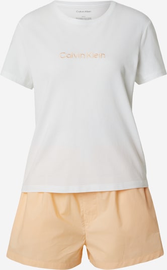 Pižama su šortais iš Calvin Klein Underwear, spalva – persikų spalva / balta, Prekių apžvalga
