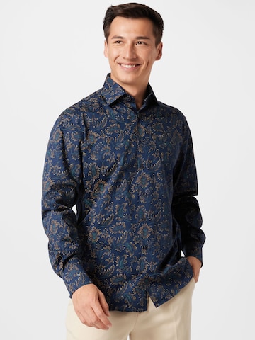 ETERNA Rovný strih Košeľa - Modrá: predná strana