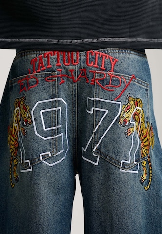Baggy Jean 'Tattoo City Tiger' Ed Hardy en bleu