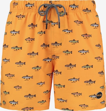 Pantaloncini da bagno 'GO FISH' di Shiwi in arancione: frontale