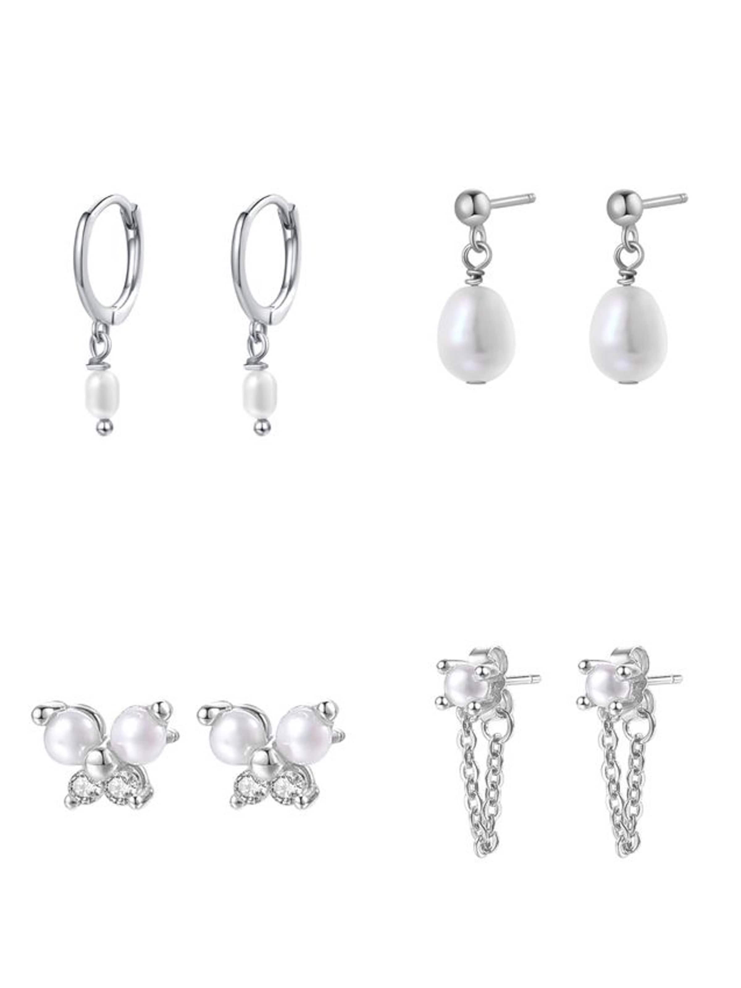 Hey Happiness Ohrringe 'Pearl Quartet'‌‌‌‌‌ in silber, Produktansicht