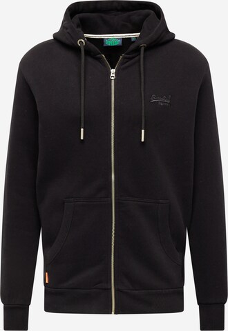 Superdry Zip-Up Hoodie 'Essential' in Black: front