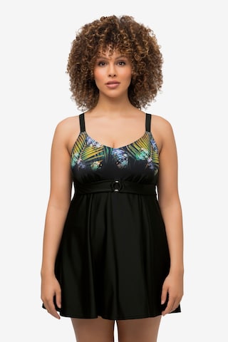 Ulla Popken Swimsuit Dress in Black: front