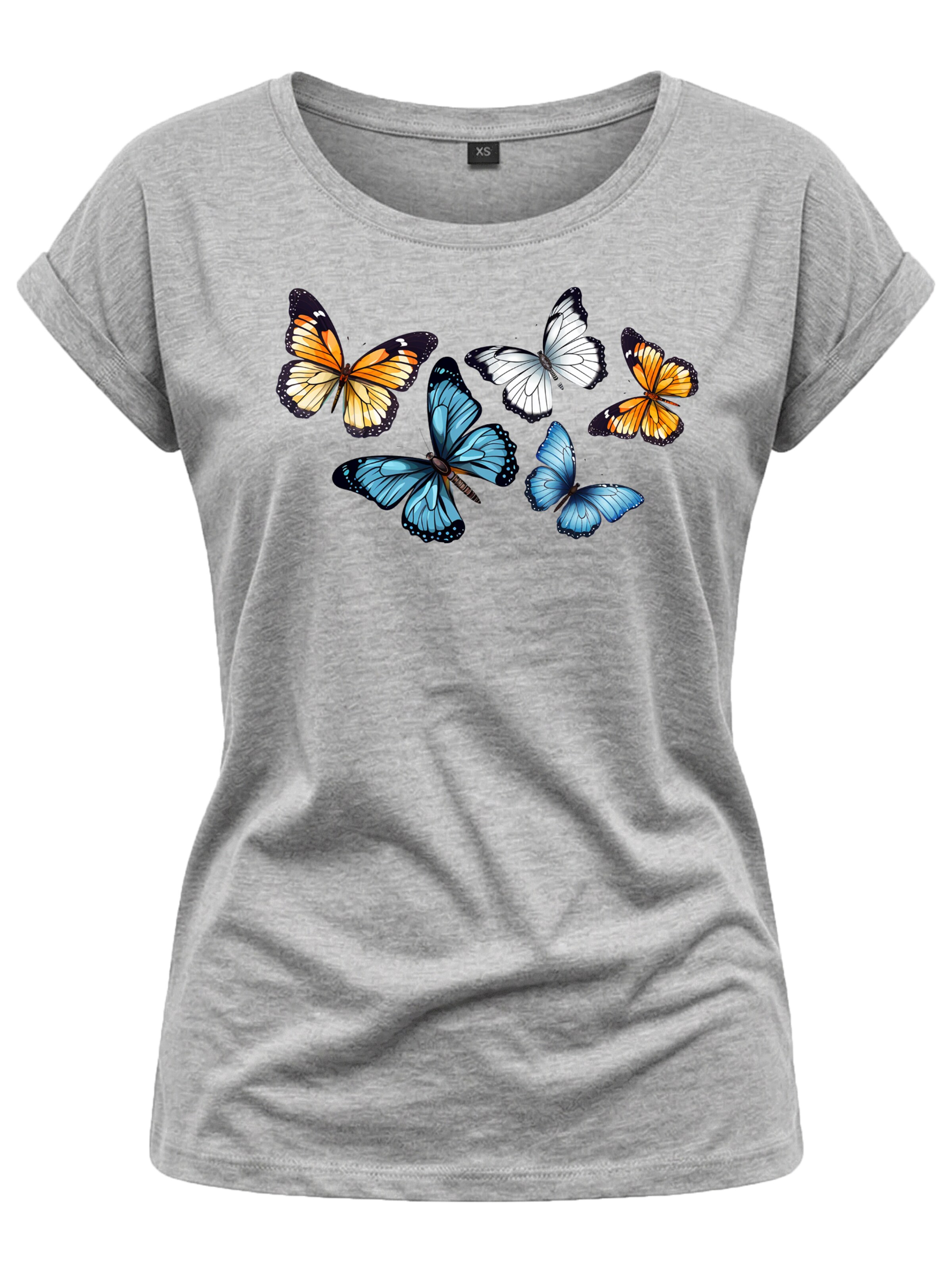 MAKAYA Shirt 'Butterfly' in Grey: front