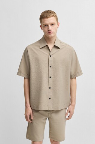 BOSS Orange Comfort fit Button Up Shirt in Beige: front