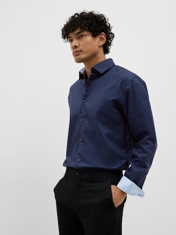 SELECTED Slim fit Button Up Shirt 'SLHMark' in Blue