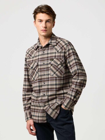 WRANGLER Regular fit Button Up Shirt 'Western Shirt' in Beige