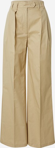 Nasty Gal Wide leg Bandplooibroek 'Poplin' in Beige: voorkant